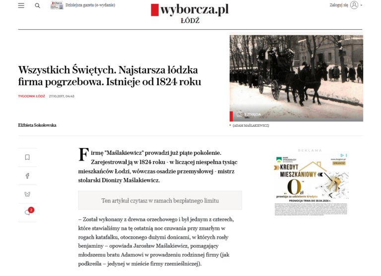 Gazeta Wyborcza Łódź Dom Pogrzebowy Maślakiewicz Łódź