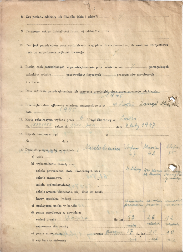 Kwestionariusz Firmowy rejestracja2 Firma Pogrzebowa Maślakiewicz Łódź