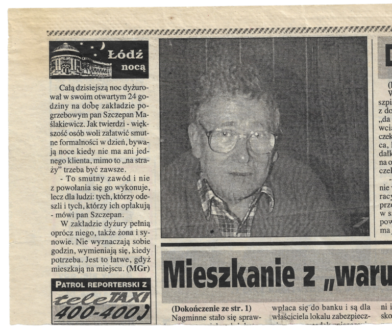 Łódź nocą Szczepan Maślakiewicz Firma Pogrzebowa Maślakiewicz Łódź